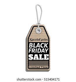 sale tag design on the theme of black friday sale, discount with cardboard texture. black friday tag template made in material design style with text, isolated on white background. vector illustration