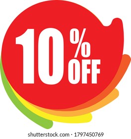 Sale tag, discount 10% off, isolated sticker, banner design template, vector illustration