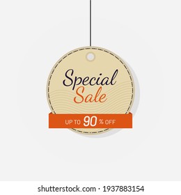 Sale tag discount label 90 off Vector