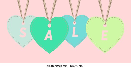 Sale tag in heart shaped tags.