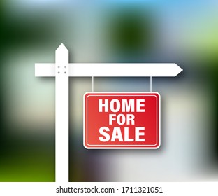 Sale tag. Home for sale sign for marketing design. Vector stock illustration