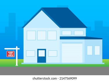 Sale tag. Home for sale sign for marketing design. Vector stock illustration.