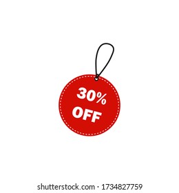 Sale tag icon. 30 percent off. Price off and discount tag design element. Vector illustration.
