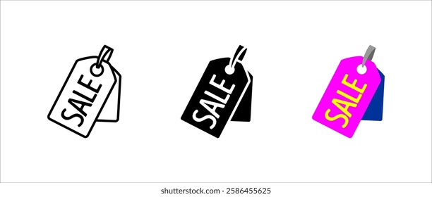 Sale tag icon. Discount label sign. Price tag for retail promotion symbol. Shopping and special offer pictogram. Commerce and marketing illustration.