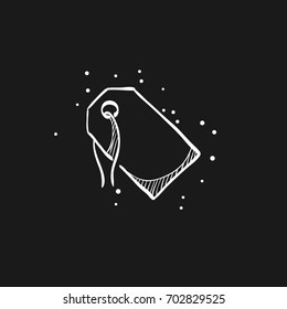Sale tag icon in doodle sketch lines. Label shopping buying discount rebate