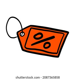 Sale tag icon with precent in doodle style