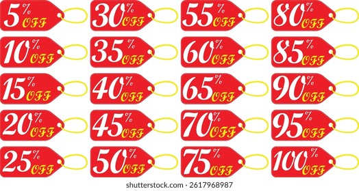 Sale tag icon set.Various discount stickers, sale badge templates with sale percentage symbols, discount price tag.sales label collection suitable for design promotion media.