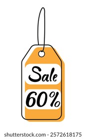 Sale tag indicating a discount of sixty percent off on selected items in a retail store