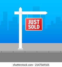 Sale tag. Just sold sign for marketing design. Vector stock illustration.