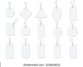 Sale tag and labels vector template set. White glossy price tag on white background.