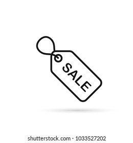 Sale Tag Line Icon, Vector Isolated Outline Sale Label.