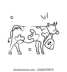 Sale tag on cow neck showing concept icon of cow price offer