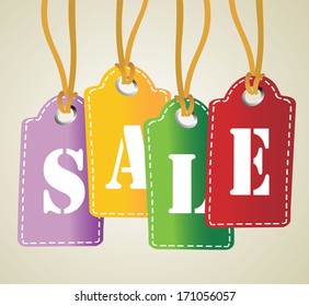 Sale tag on hanging labels