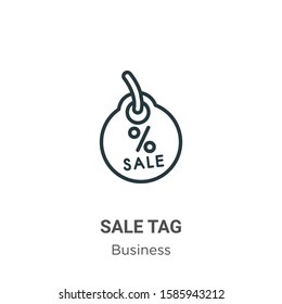 Sale tag outline vector icon. Thin line black sale tag icon, flat vector simple element illustration from editable business concept isolated on white background