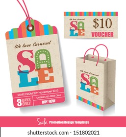 Sale Tag, Paper Bag & Voucher Design Templates