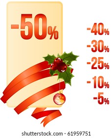 Sale tag and red rounded ribbon