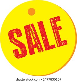 Sale tag red text and yellow tag illustration	