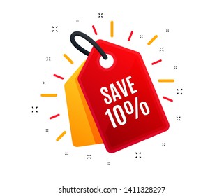 Sale tag. Save 10% off. Sale Discount offer price sign. Special offer symbol. Shopping banner. Market offer. Vector