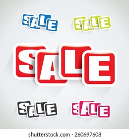 Sale tag set made of rectangular bubbles