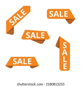 Sale Tag set Orange color tags labels 