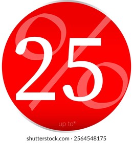 Sale tag or sign 25% off, shopping sticker or label, badge, png and vector mockup, ads