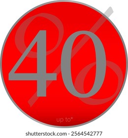 Sale tag or sign 40% off, shopping sticker or label, badge, png and vector mockup, ads