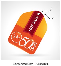 Sale tag with special offer 50% off. Hot Sale
