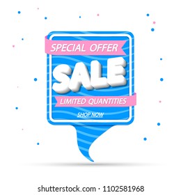 Sale tag, special offer, banner design template, vector illustration