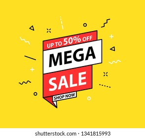 Sale tag. Special offer, big sale, discount, best price, mega sale banner. Shop or online shopping. Sticker, badge coupon store Vector Illustration