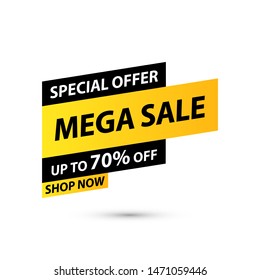 Sale tag. Special offer, big sale, discount, best price, mega sale banner. Shop or online shopping. Sticker, badge, coupon, store. Vector Illustration.