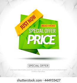 Sale Tag special price Paper Origami style banner. Promotional marketing special offer price for markets, stores and shops. Sale poster.