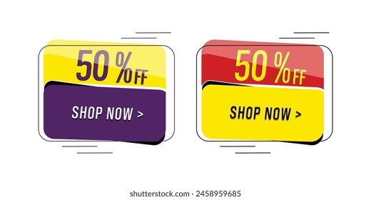 sale tag, sticker, label. shop now trendy discount tag design.vector illustration concept.