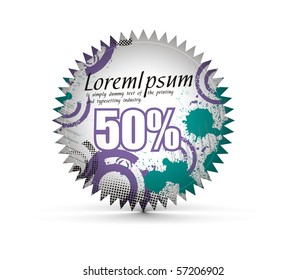 sale tag stickers with 50% discount, vector illustration