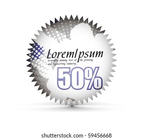 sale tag stickers with 50% discount, vector illustration
