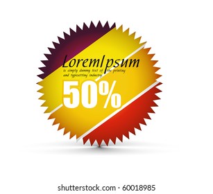 sale tag stickers with 50% discount, vector illustration