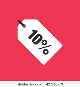 Sale Tag Vector Icon 10 Percent Red Background
