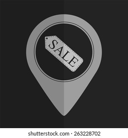Sale tag vector icon - map pointer. Flat design