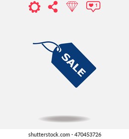 SALE tag vector icon on grey background.