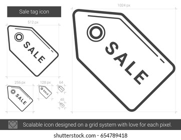 Sale tag vector line icon isolated on white background. Sale tag line icon for infographic, website or app. Scalable icon designed on a grid system.