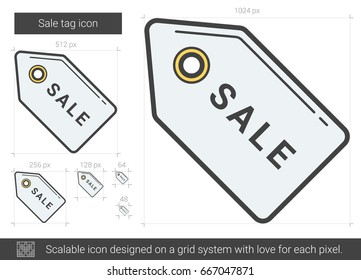 Sale tag vector line icon isolated on white background. Sale tag line icon for infographic, website or app. Scalable icon designed on a grid system.