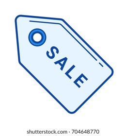 Sale tag vector line icon isolated on white background. Sale tag line icon for infographic, website or app. Blue icon designed on a grid system.
