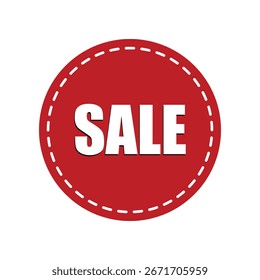 SALE tag vector, round shape with white border sales tag vector, online banner sales tag
