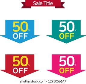 sale tage set vector images. a 50% off discount.