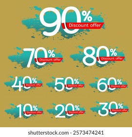 Sale tages 90%80%70%60%50%40%30%20%10% discount offer. New style sale template Eps file. 