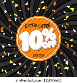Sale tags 10% off, discount banners design template, extra offer, app icons, vector illustration