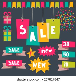 Sale tags. Sale banners set. Shopping.