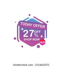 Sale tags or banners set with text Today Offer for use in ad, web and print design. Trendy badges template, up to 10, 20, 30, 40, 50, 60, 70, 80, 90 percent off.