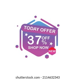 Sale tags or banners set with text Today Offer for use in ad, web and print design. Trendy badges template, up to 37 percent off.