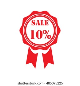 Sale tags. Sale banners. Shopping. Ribbon. 10% sale sign.