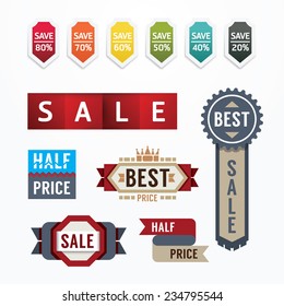 Sale tags banners vector set. Design concept for mobile shopping online payments,digital marketing.graphic or website layout and mobile applications.